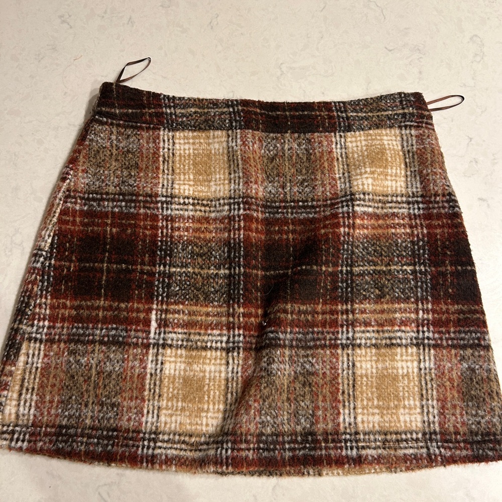 Plaid Wool Skirt